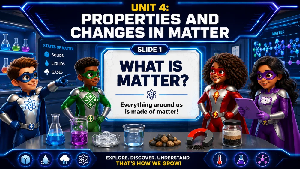 Properties and Changes in Matter — Unit 4 lesson slide