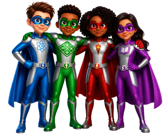 The BrainBolt Kids — Adam, Malik, Rosa, and Maya