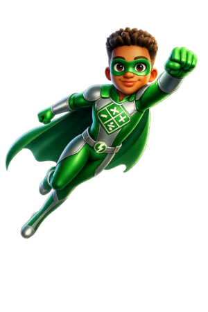 Malik, the BrainBolt Kids math hero